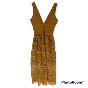 Choies Yellow Long Lacey Dress size sm